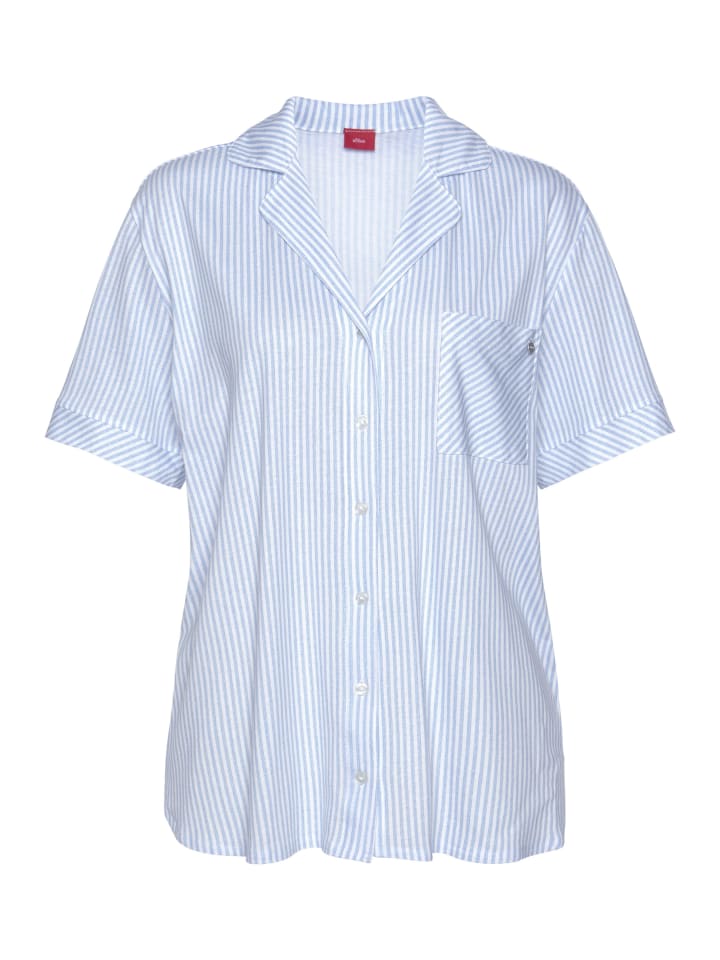 Pyjamaoberteil in himmelblau-gestreift