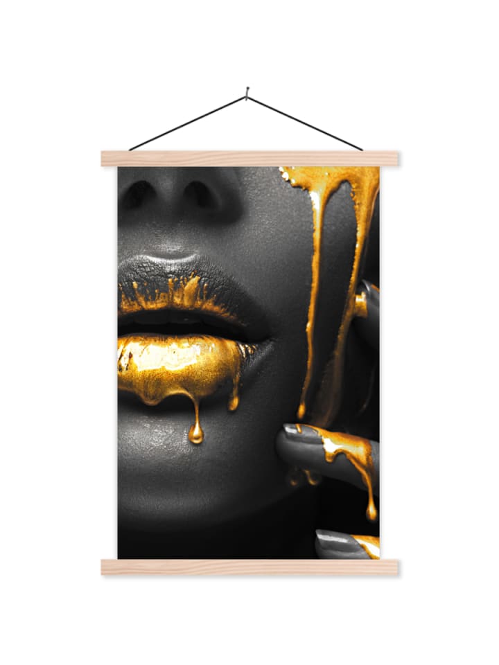 Poster mit Leiste Gesicht gold schwarz
