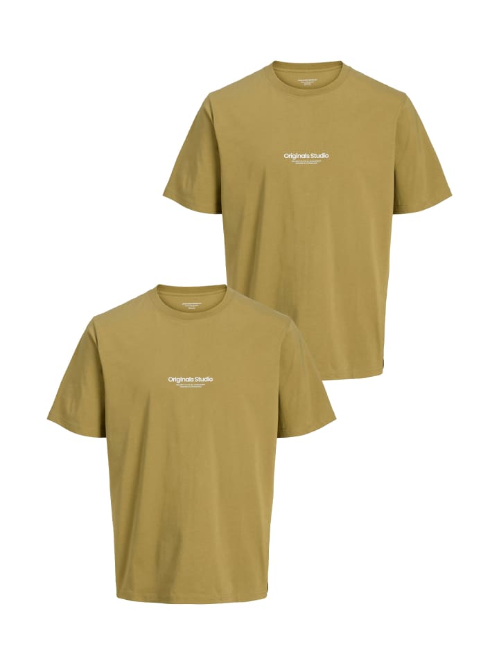 2-er Set Logo T-Shirt Kurzarm Shirt JORVESTERBRO in Senf