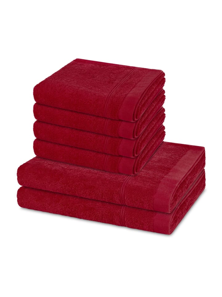 4 X Handtuch 2 X Duschtuch im Set Rubin in Vino