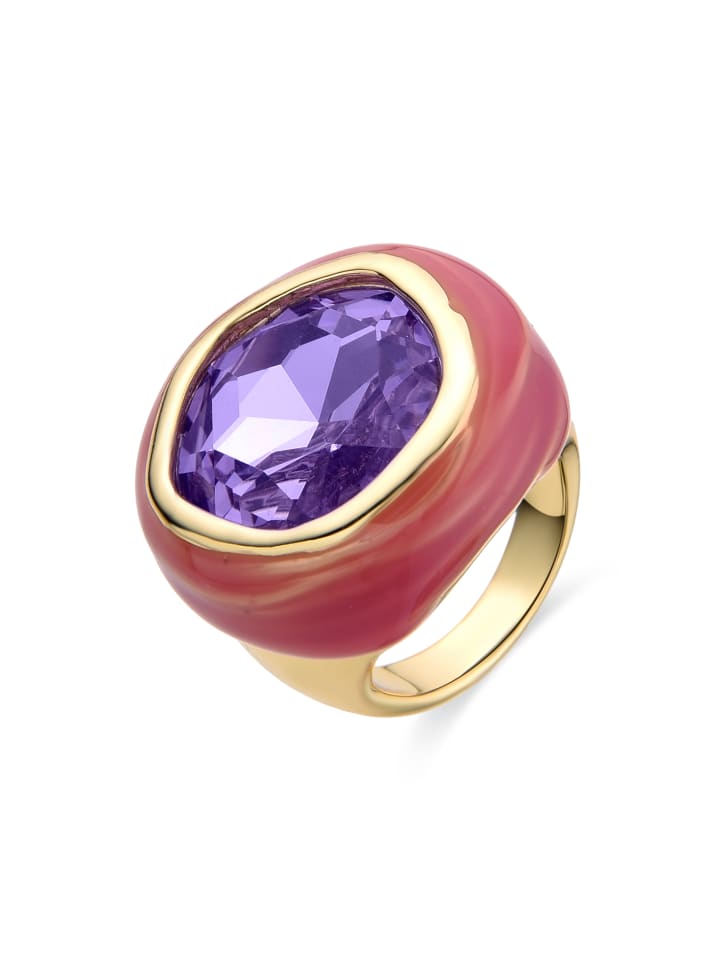 Ring aus violettem Kristall mit 18-karätiger Gelbgold-Veredelung – Mantis