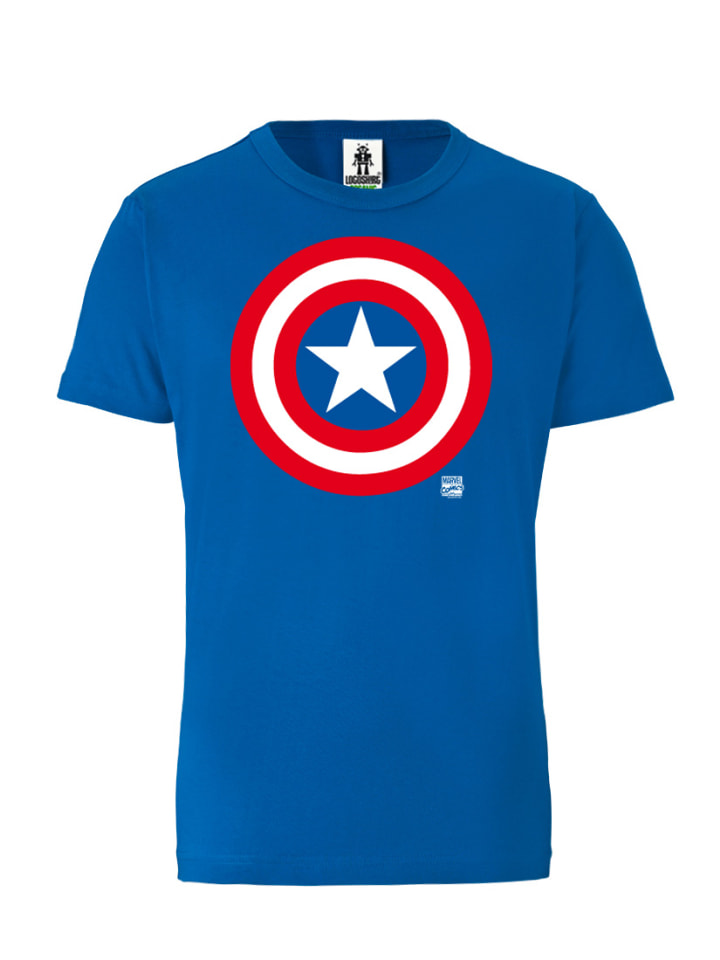 T-Shirt Marvel - Captain America Logo in blau