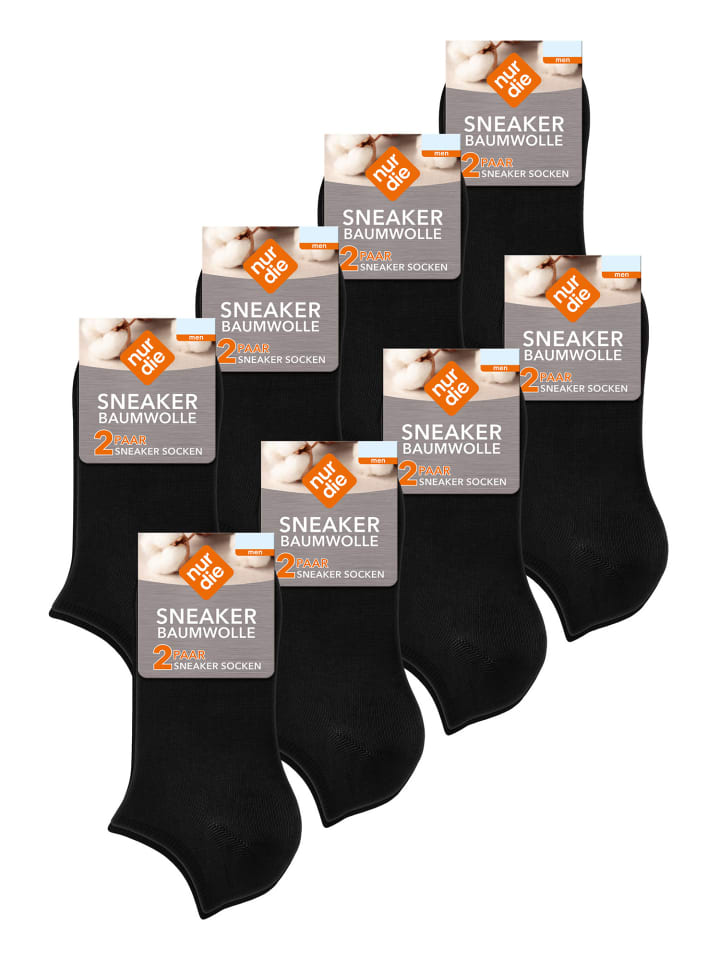 Sneakersocken Baumwolle Basic Unifarben in Schwarz