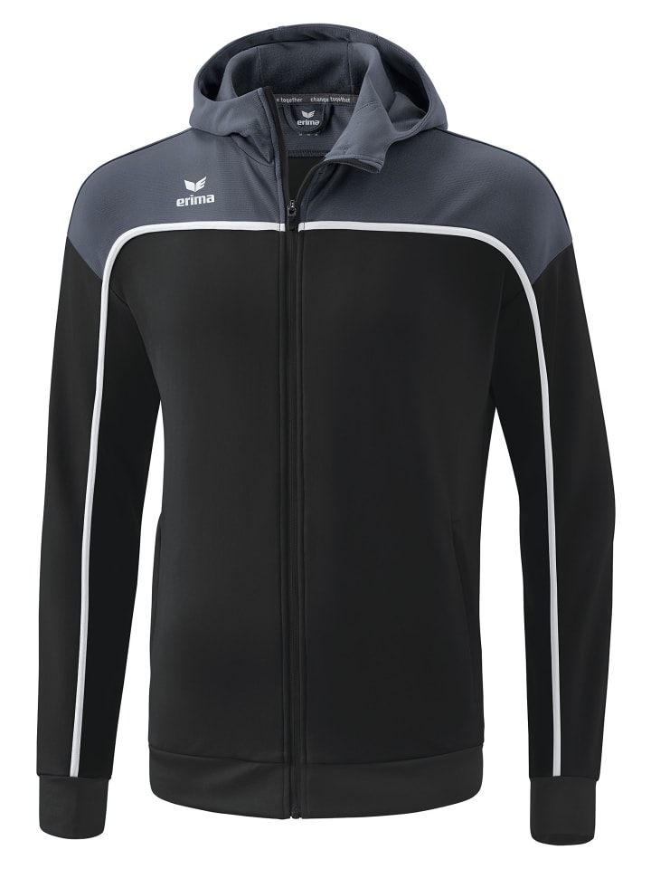Kinder Change By Erima Trainingsjacke mit Kapuze in black grey/slate grey/weiß