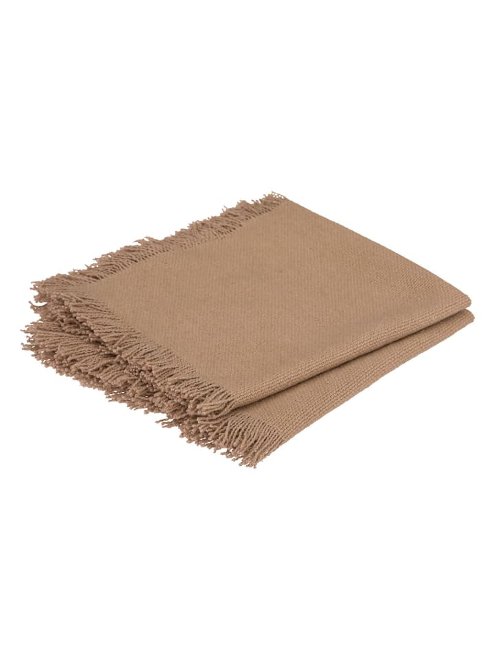 Baumwollservietten mit Fransen MAHA, 2er Set in Beige, 40 x 40 cm