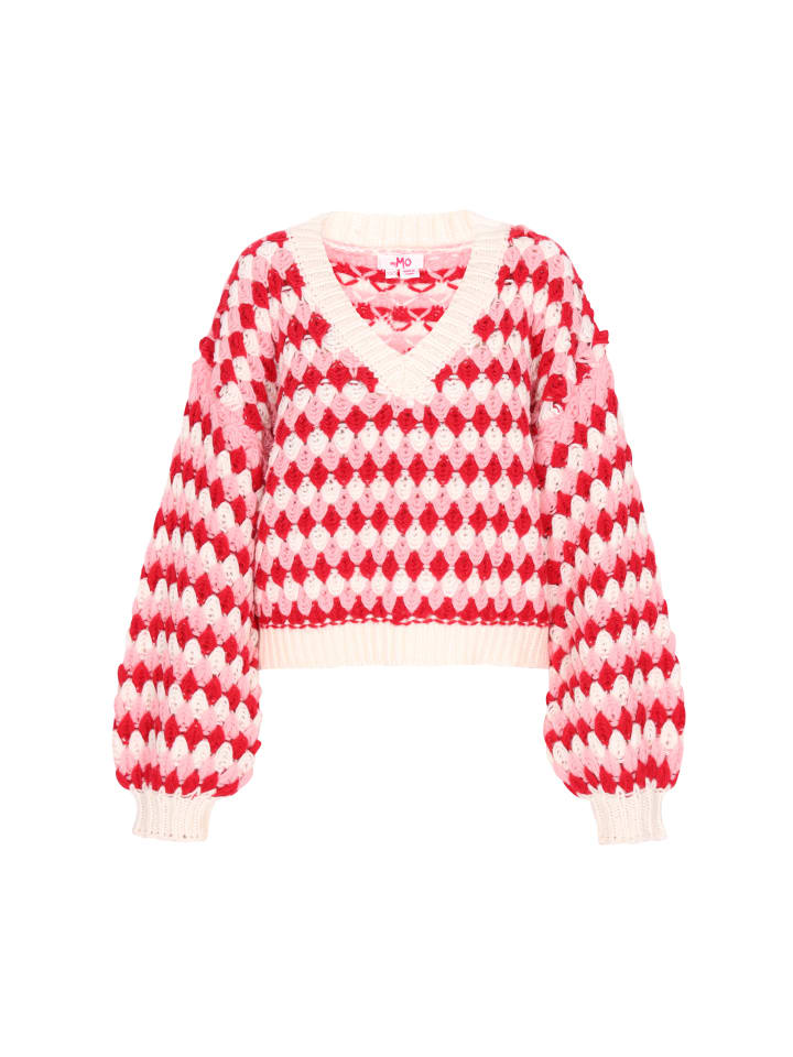 Women Sweater in red multicolor