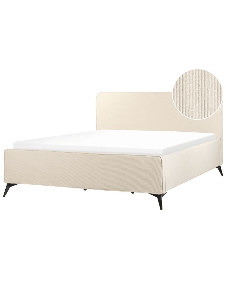 2-tlg Doppelbett VALOGNES in Beige/Schwarz