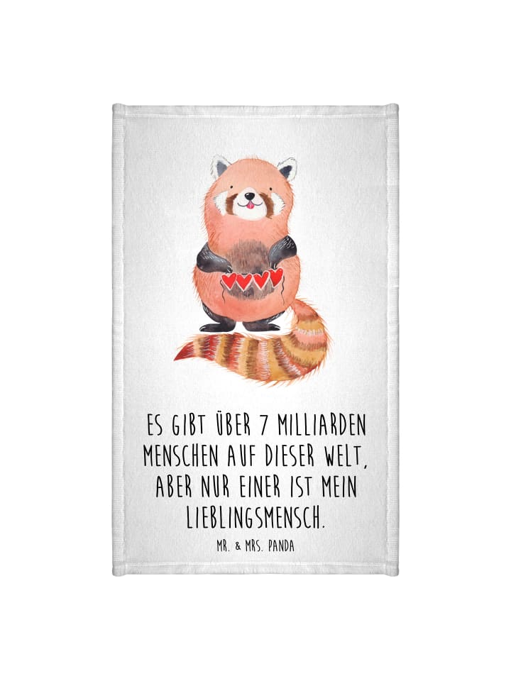 Handtuch Roter Panda mit Spruch in Weiß