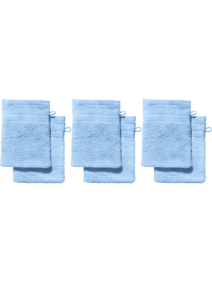 Frottier Waschhandschuh 6er-Pack Chicago in hellblau