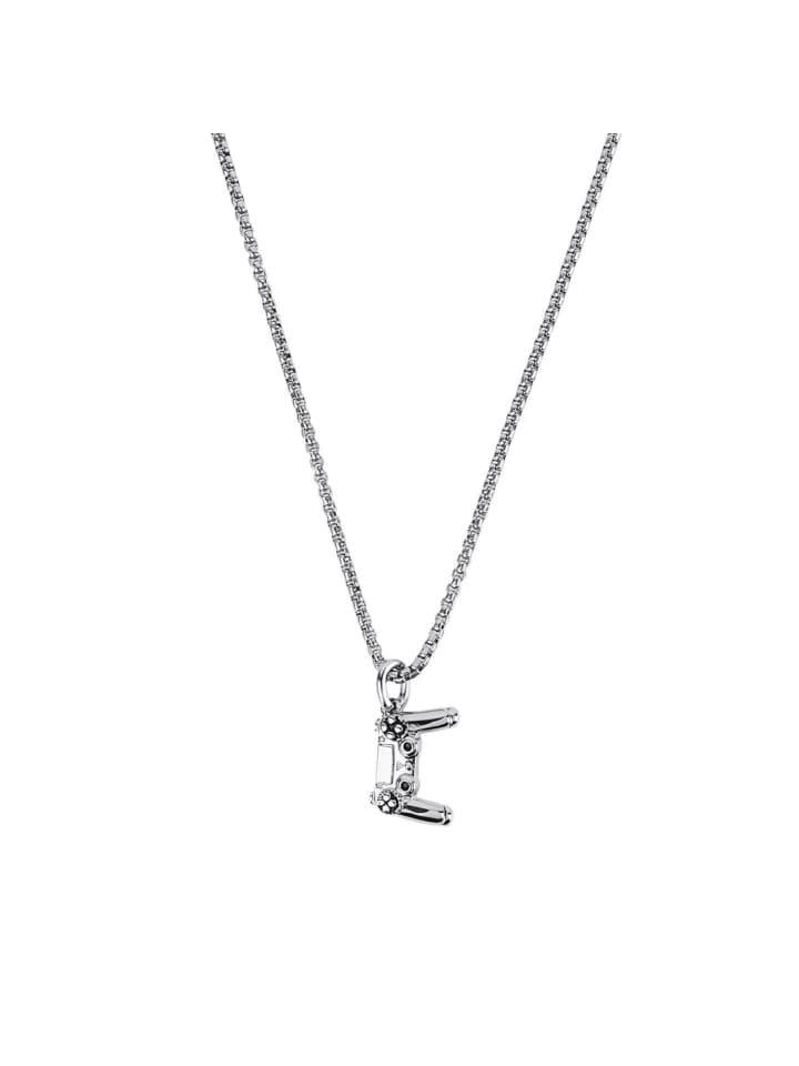 Kette mit Anhänger Edelstahl, Lack in silber