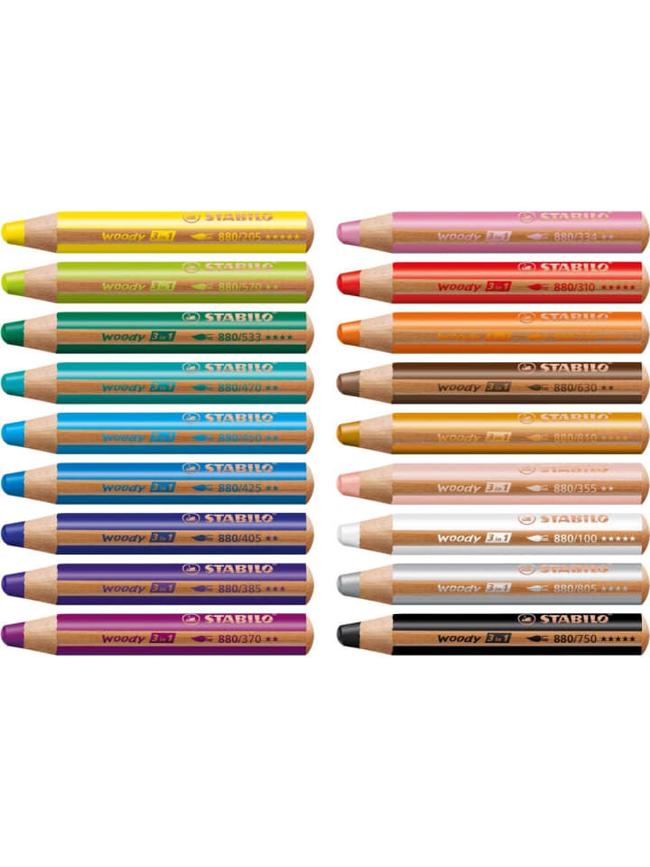 Multitalent-Stift woody 3 in 1 Packung mit 18 Stück + 1 Spitzer + 1 P...