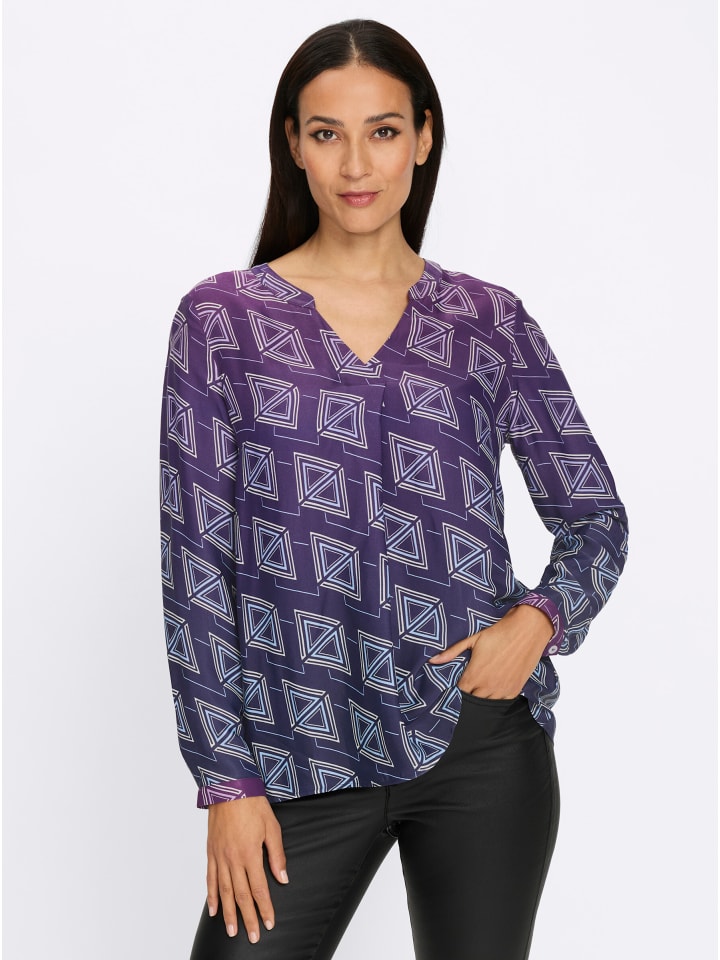 Druckbluse in marine-traube-bedruckt