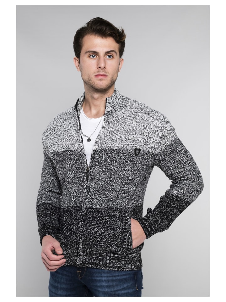 Strickjacke Strickjacke mit Stehkragen und Farbverlauf in Black