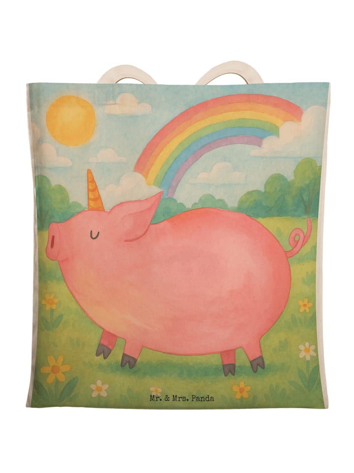 Stoffbeutel Einhorn Schwein Design ohne Spruch in Weiß