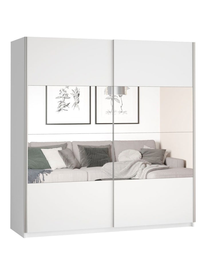 Schwebetürenschrank Beta weiß / Spiegel 220 / 61 / 210cm