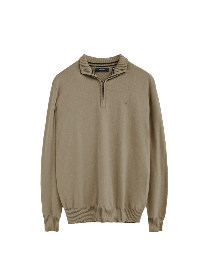 Pullover MAN RIGBY GO ZIPPER WOOL KINSLEY LONG SLEEVE REGULAR FIT in Sagegrün