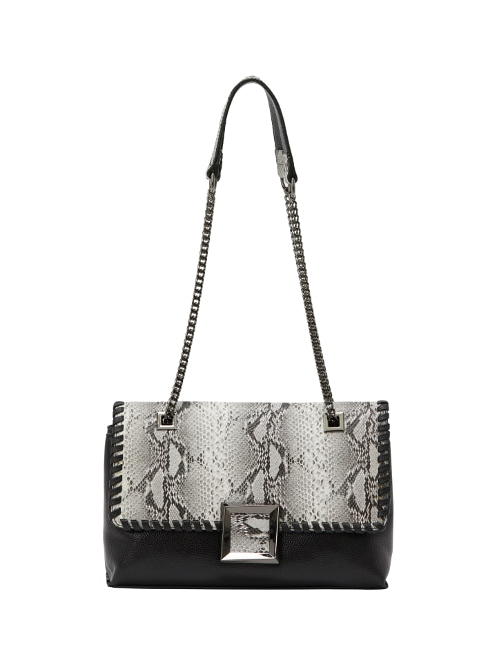 Women Flap Bag in White Black