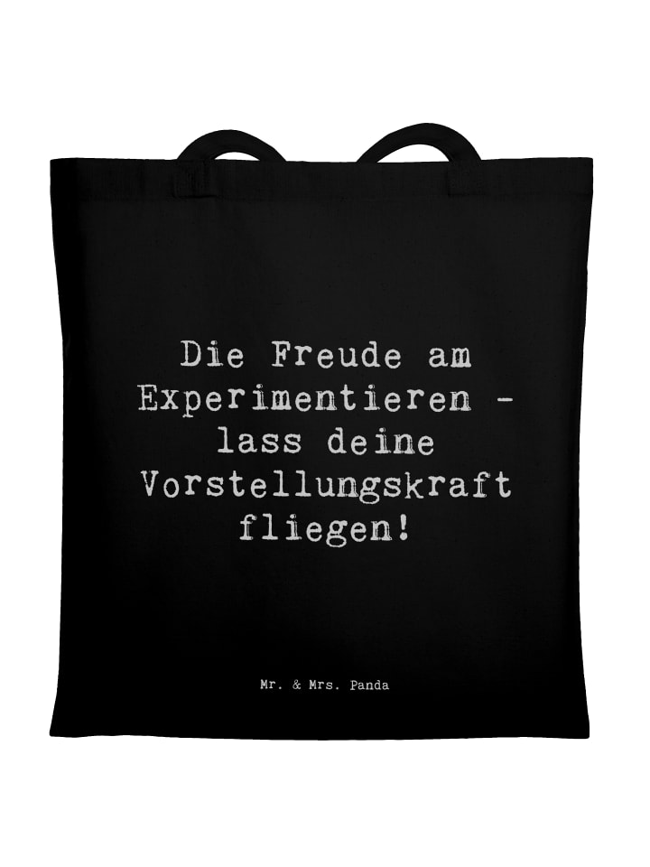 Büchertasche Spruch Die Freude am Experimentier... in Schwarz