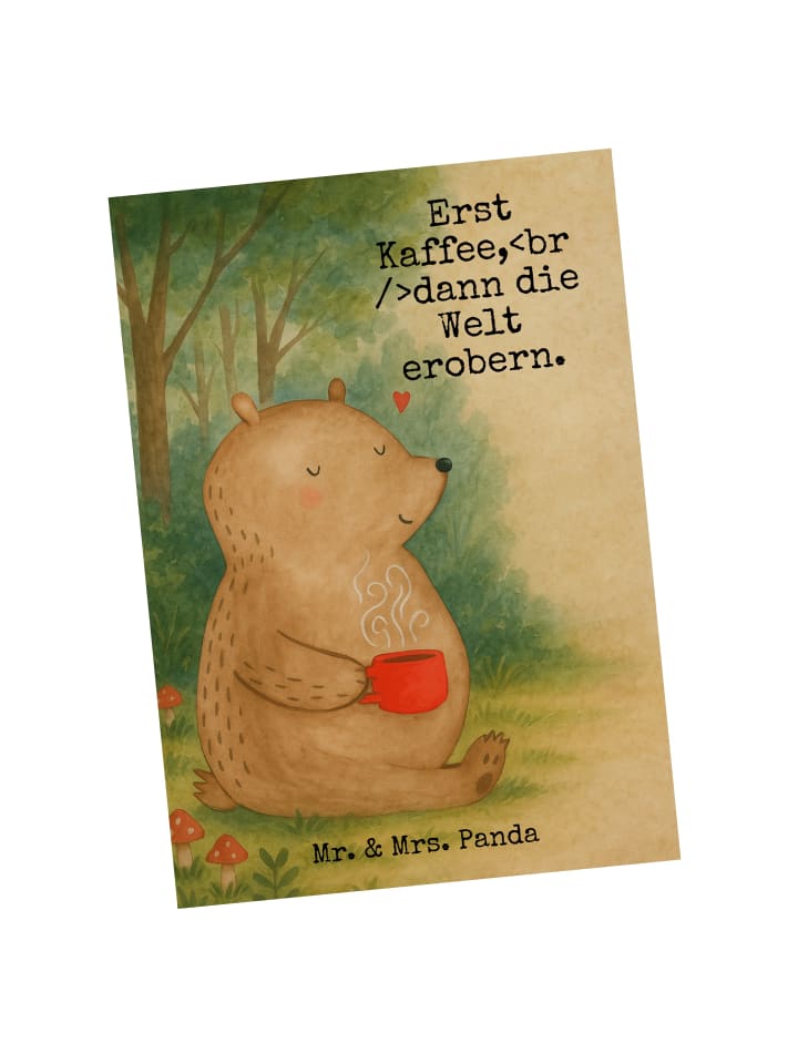 Mr. & Mrs. Panda Postkarte Bär Kaffee Design mit Spruch in Weiß günstig ...