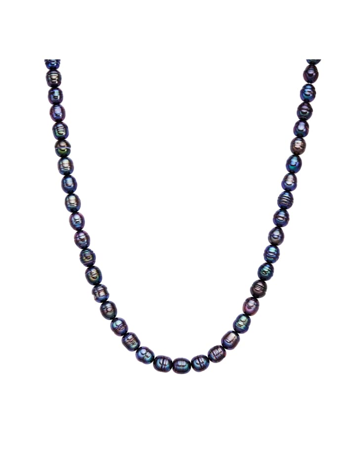 Perlen-Kette aus Sterling Silber mit Süßwasser-Zuchtperle in blau