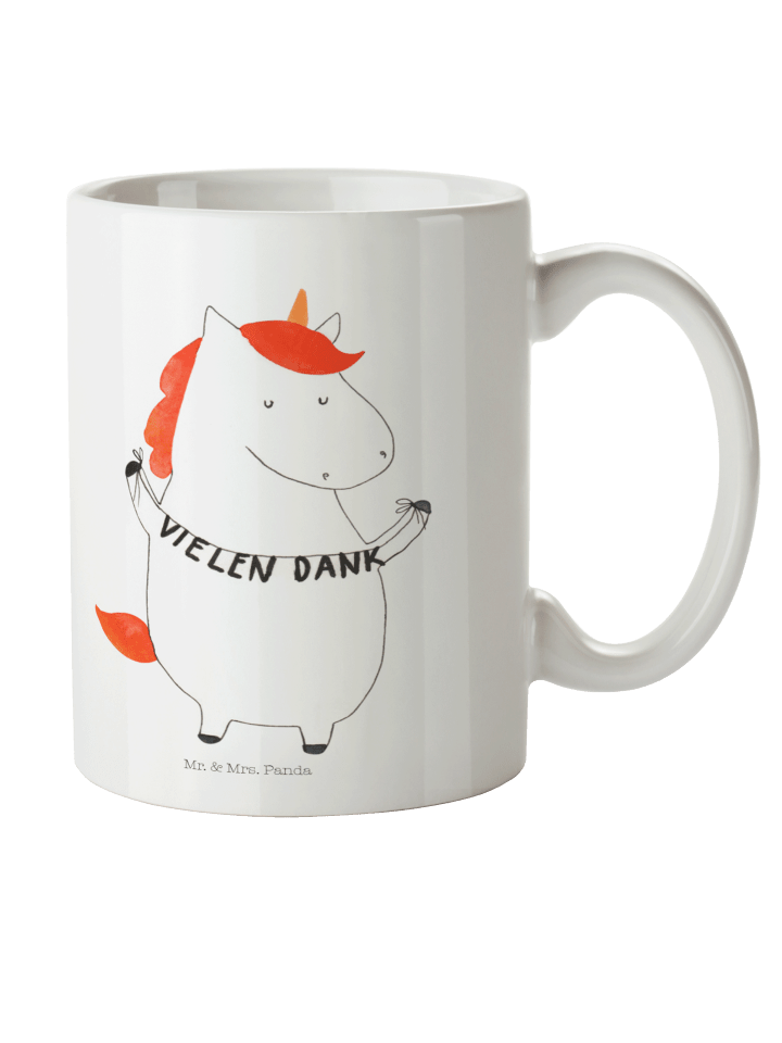 Kaffeetasse Einhorn Dankeschön ohne Spruch in Weiß