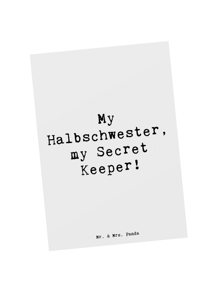 Postkarte Halbschwester Geheimnishüter mit Spruch in Weiß