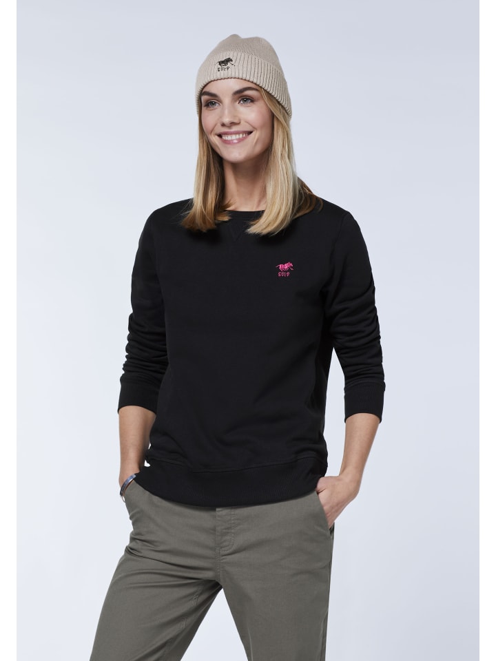 Sweater mit Label-Stitching in Schwarz
