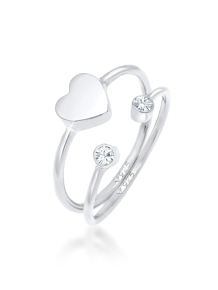 Ring 925 Sterling Silber Herz, Ring Set in Silber