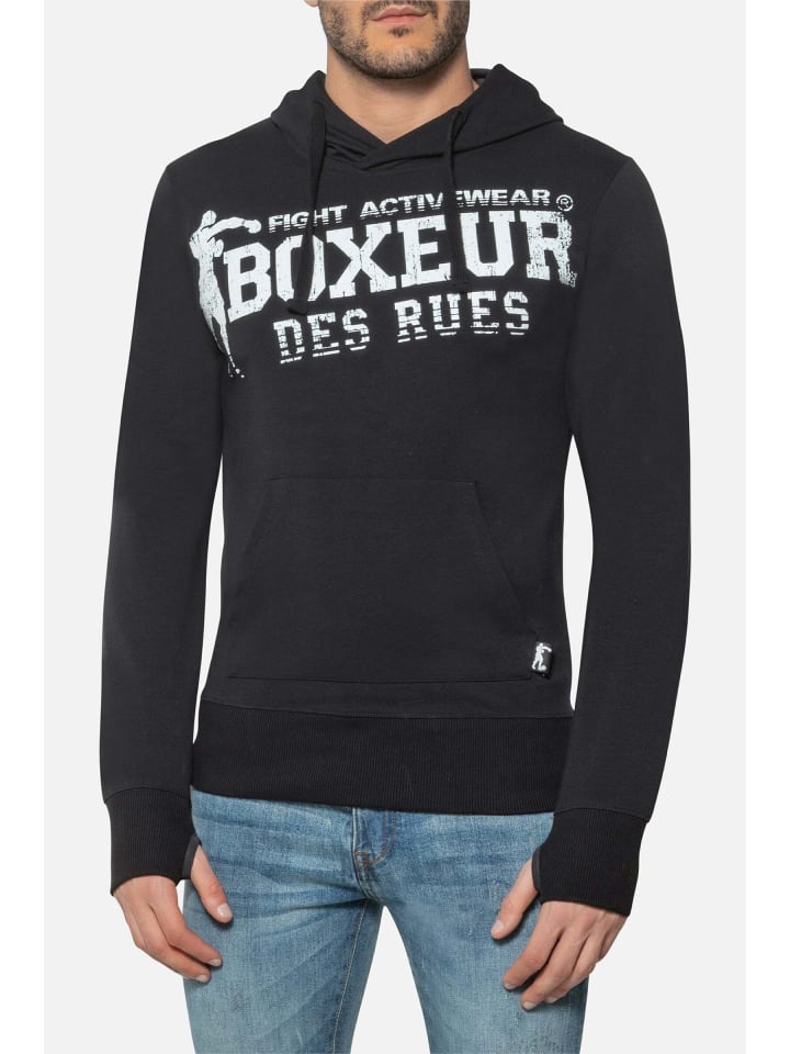 Kapuzenpullover Hooded Sweatshirt with Thumb Openings in Black
