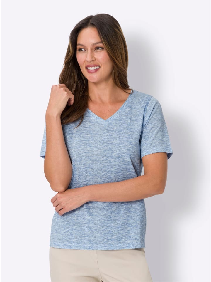 Kurzarm-Shirt in himmelblau-meliert