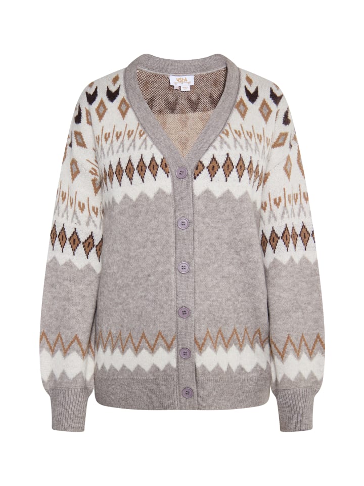 Damen Strickcardigan in Grau Mehrfarbig