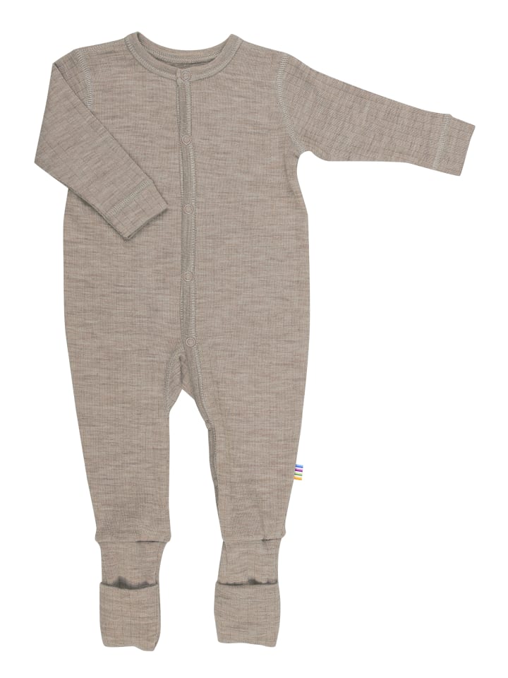 Schlafoverall Merino-Wolle in sesam melange