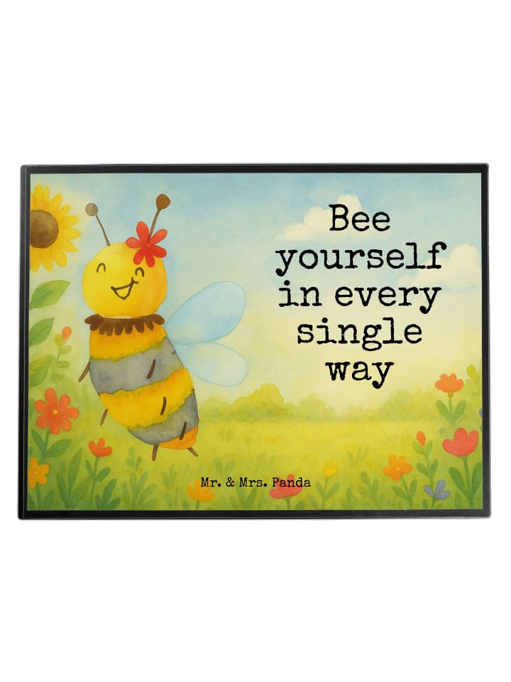 Tischpad Biene Blume Design mit Spruch in Weiß