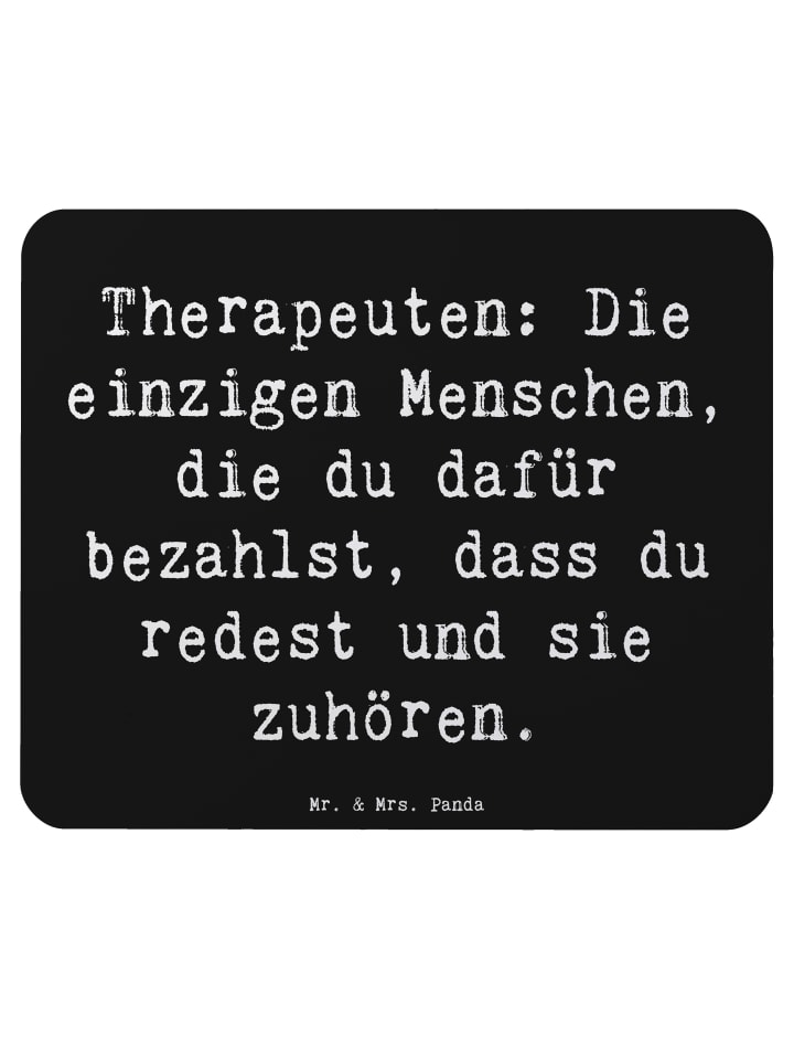 Mausunterlage Spruch Wunderbare Therapeutin mit... in Schwarz