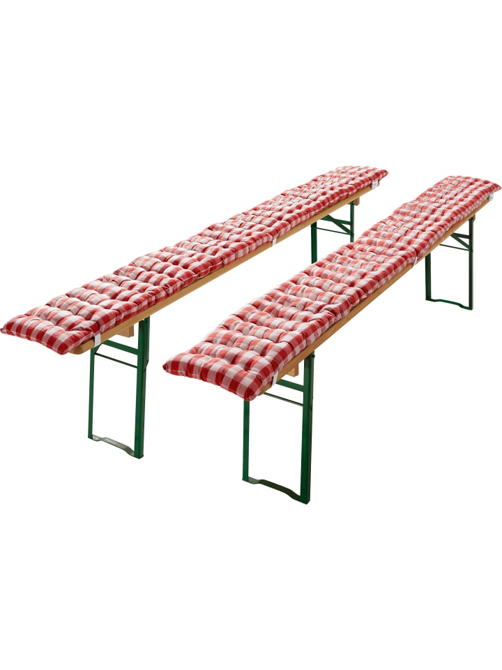 Baumwolle Bierbank-Auflage 2er-Pack Nashville in rot
