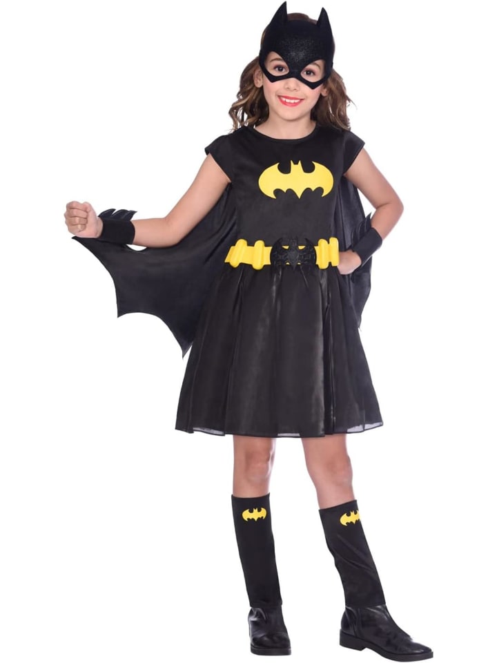 Mädchen Kinder Kostüm Batgirl Kleid Karneval Größe 128 6-8 Jahre Fasching