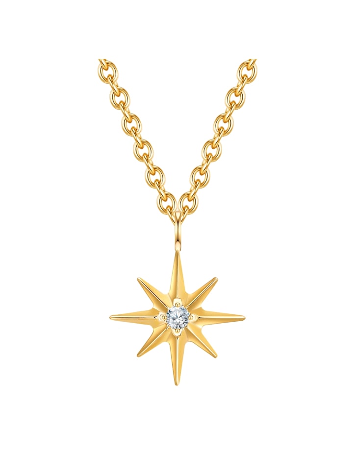 Halskette Stern aus Edelstahl mit Zirkonia in gelbgold
