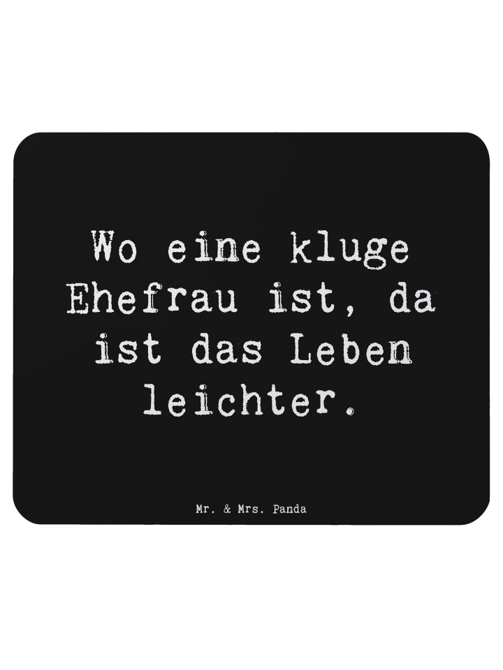 Mauspad Kluge Ehefrau mit Spruch in Schwarz