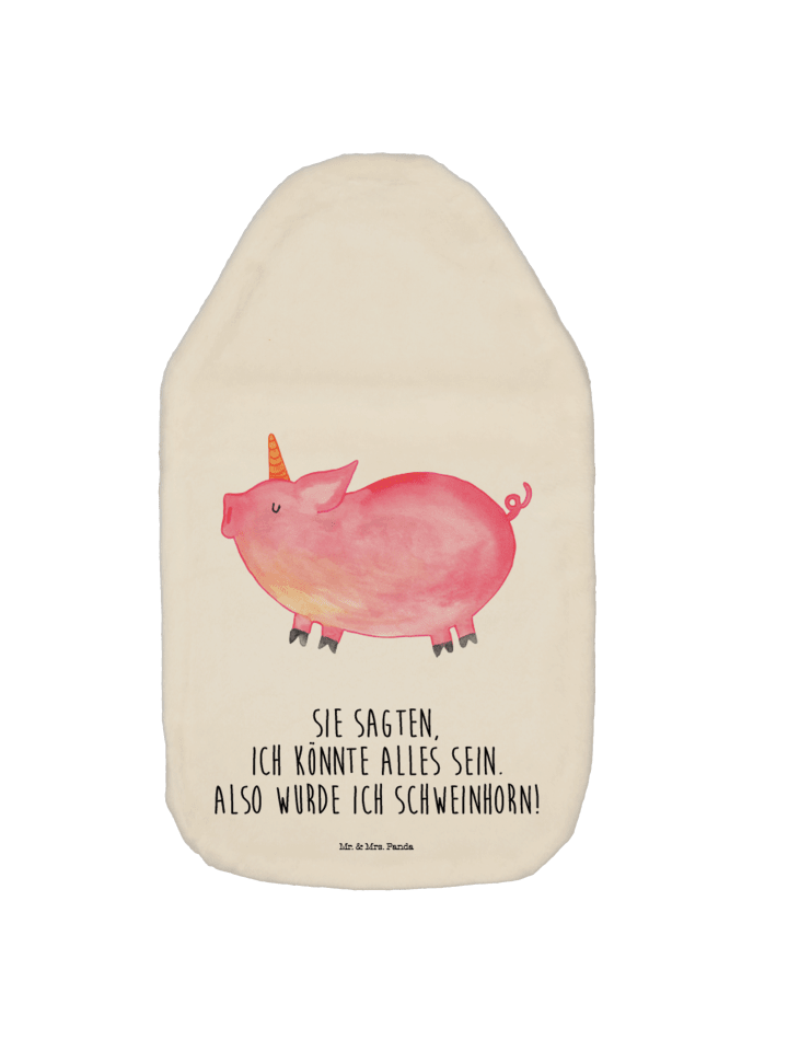 Wärmflasche Einhorn Schwein mit Spruch in Weiß