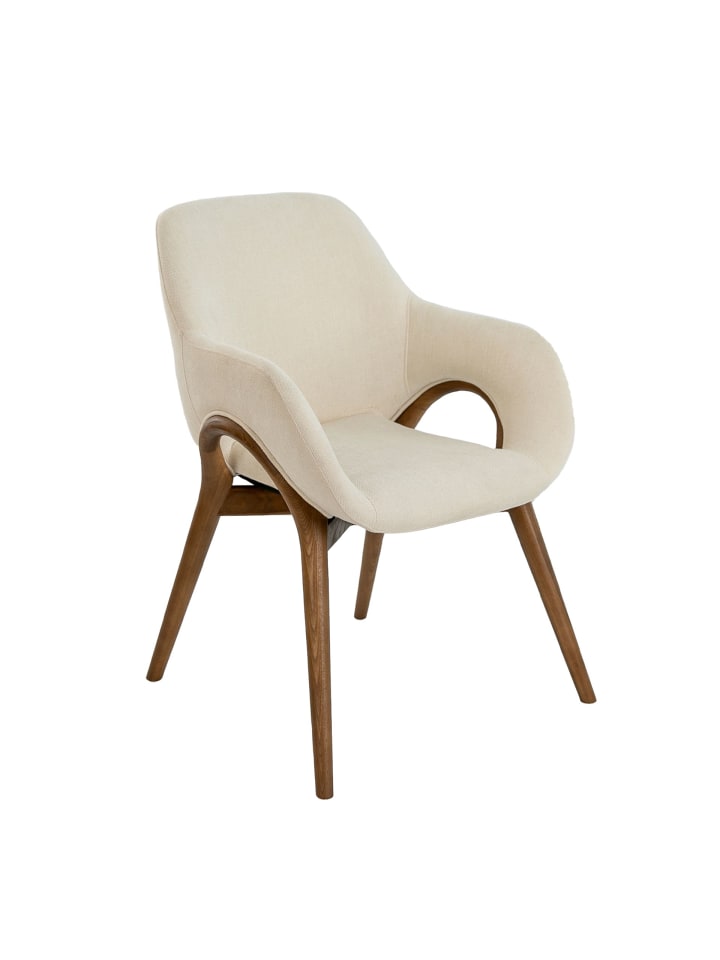 Stuhl 4197 in Walnuss/Beige – (B)60 x (H)80 x (T)60 cm
