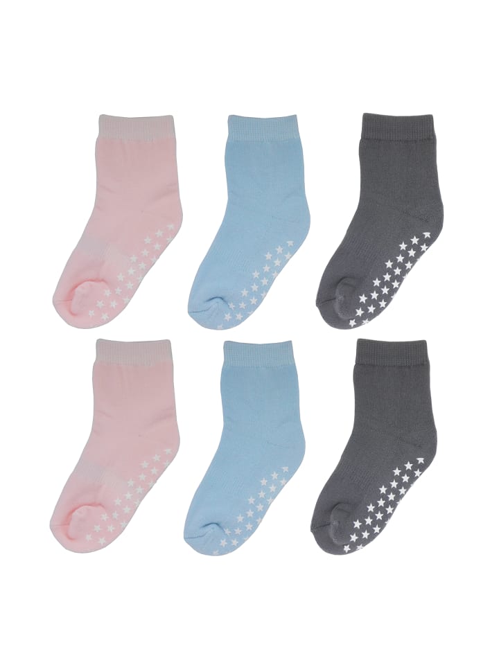 6er-Set Yalion Baby Langsocken mit Stern-Stoppern rutschfest, Bunt