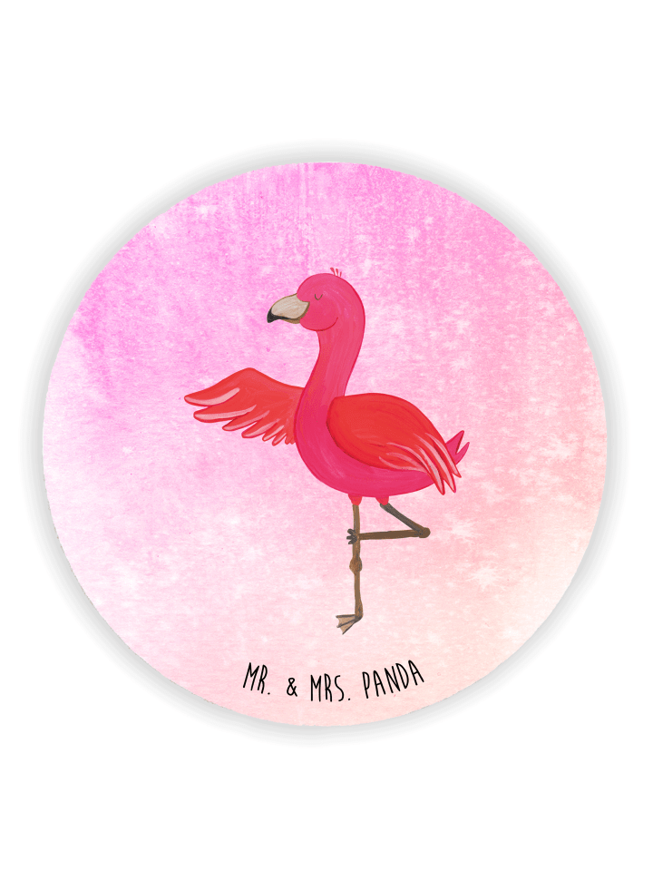 Kühlschrankmagnet Flamingo Yoga ohne Spruch in Aquarell Pink
