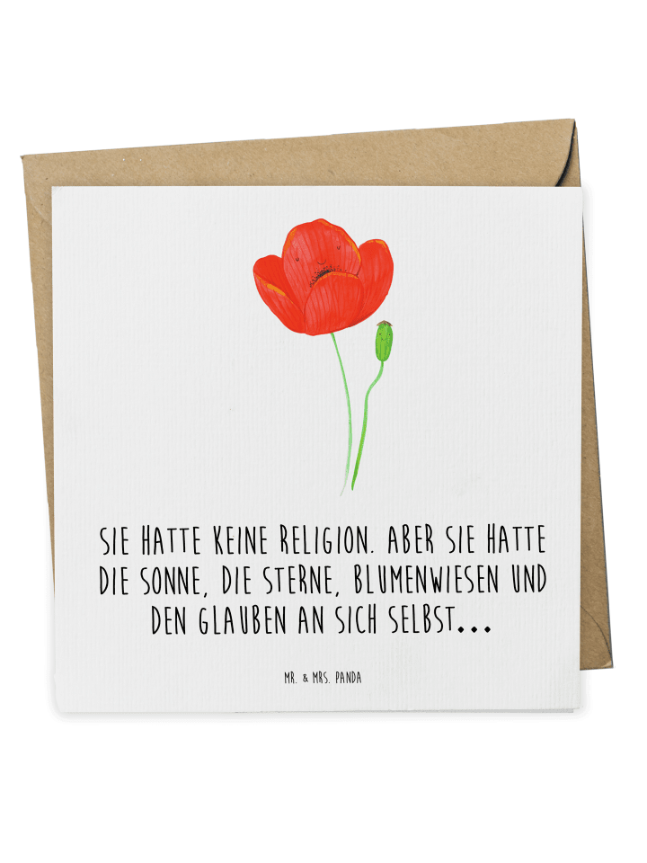 Grußkarte Blume Mohnblume mit Spruch in Weiß