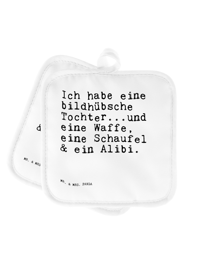 Topflappen Ich habe eine bildhübsche... mit Spruch in Weiß