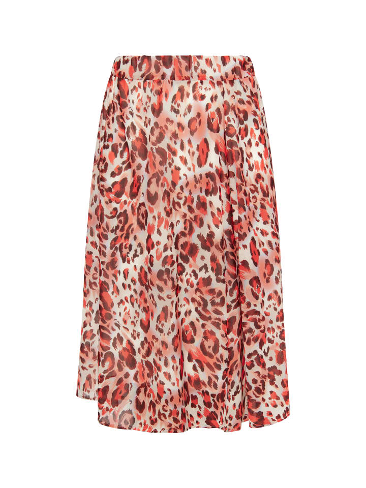Damen Rock Mit Leoprint in Rot Mehrfarbig