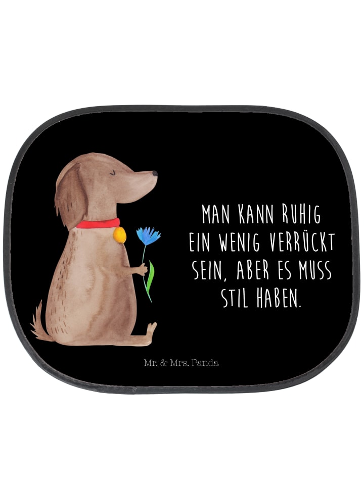 Sonnenschutz Auto Hund Blume mit Spruch in Schwarz