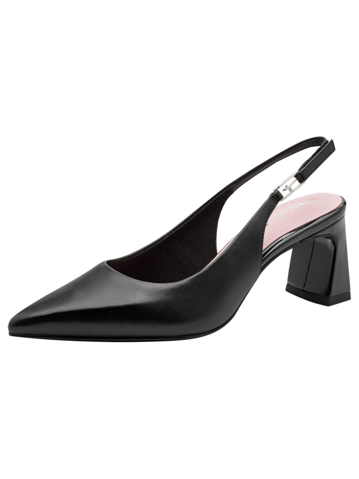Slingpumps in BLACK LEATHER