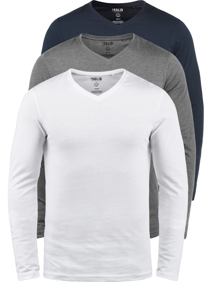 Langarmshirt SDBasil in Weiß/Grau/Blau