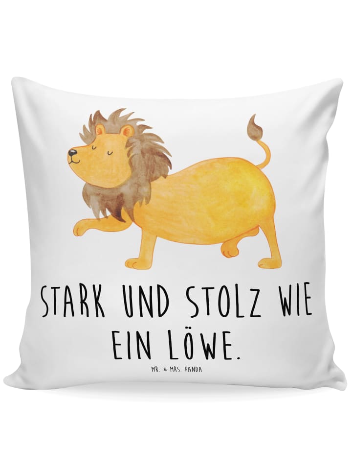 Kuschelkissen 40x40 Sternzeichen Löwe mit Spruch in Weiß