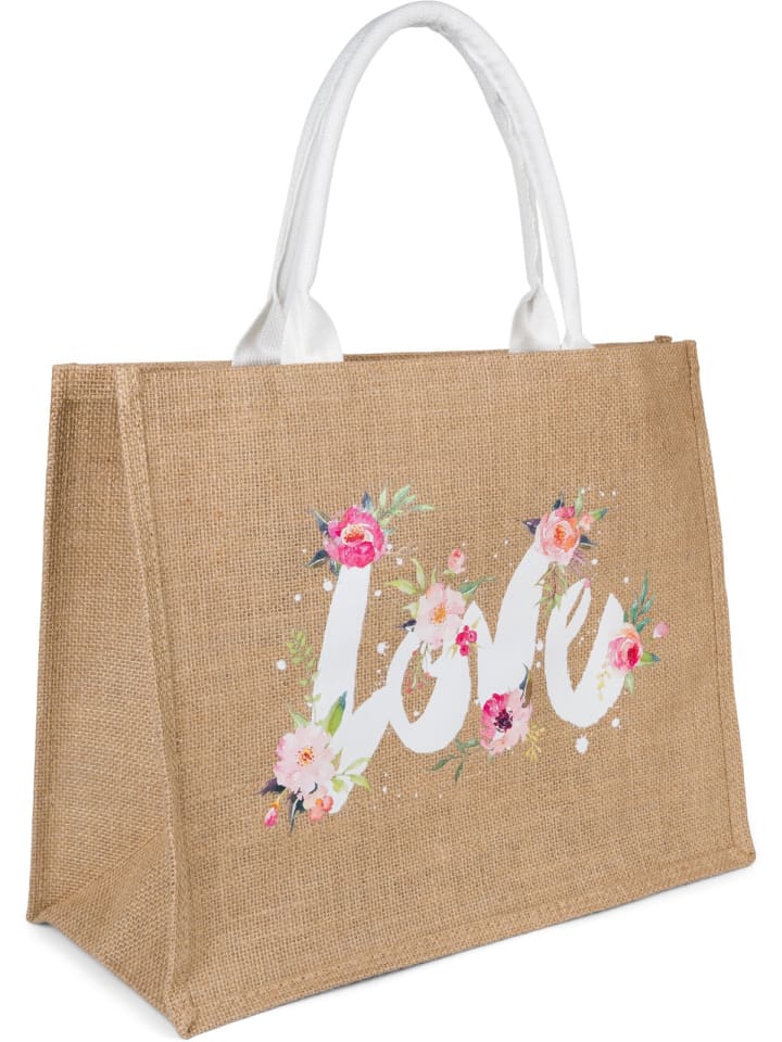 Leinen Henkeltasche in Braun